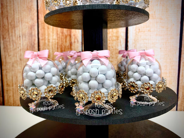 Royal Princess Favors | Cloche Dome Favors | Wedding Favors | Cloche Plastic Dome Favor | Cloche Dome Decoration | Dome Favors | SET OF 12