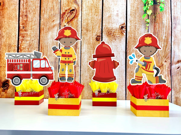 Firefighter Birthday Theme | Fire Truck Party Centerpiece Decoration | Firemen Theme Party | Fire Truck Party Centerpiece | Afro INDIVIDUAL