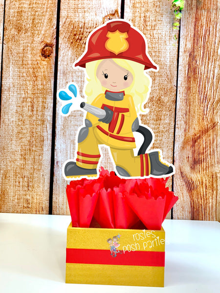 Firefighter Birthday Theme | Fire Truck Party Centerpiece Decoration | Firemen Theme Party | Fire Truck Party Centerpiece | Blonde INDVIDUAL