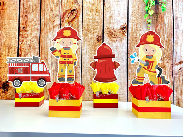 Firefighter Birthday Theme | Fire Truck Party Centerpiece Decoration | Firemen Theme Party | Fire Truck Party Centerpiece | Blonde INDVIDUAL