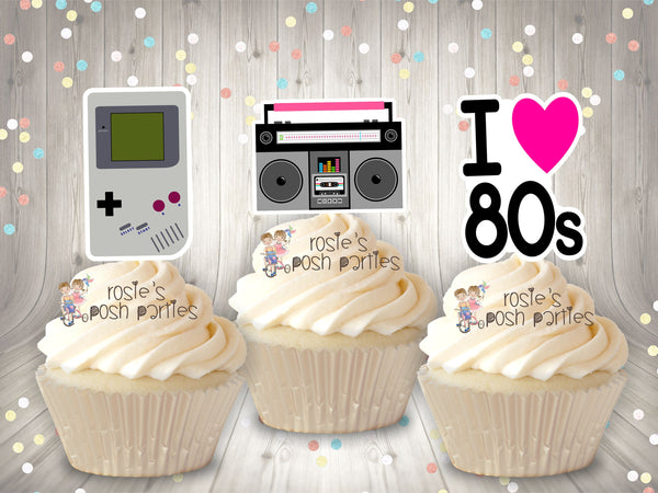 I love 80s Theme Birthday Cupcake Favor | I Love 80s Theme | 80s Cupcake Topper Favor | I love 80s Party | 80s Theme | Party Favor SET OF 12