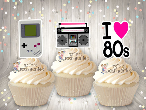 I love 80s Theme Birthday Cupcake Favor | I Love 80s Theme | 80s Cupcake Topper Favor | I love 80s Party | 80s Theme | Party Favor SET OF 12