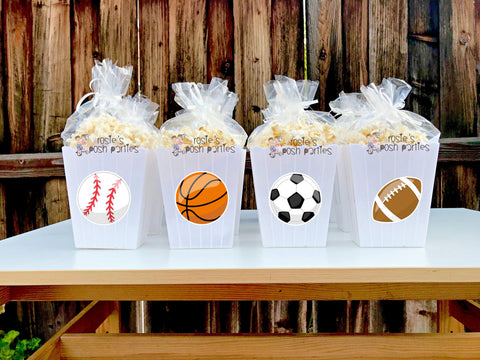 Sports birthday party Favor centerpiece Baseball Basketball party decoration birthdaySoccer Football Favor Popcorn favor Box Party SET OF 12