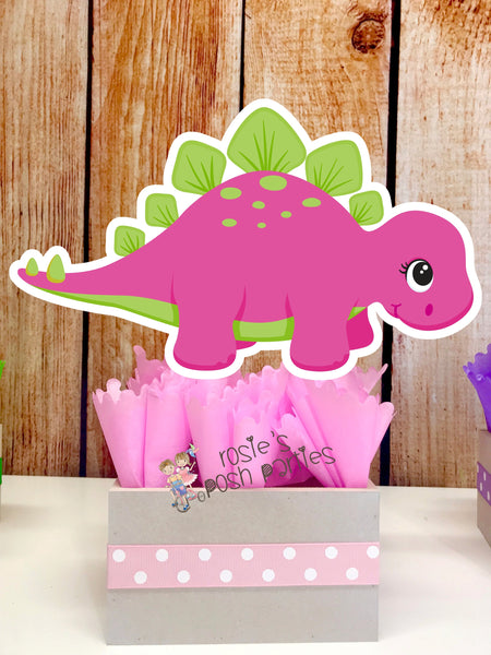 Dinosaur birthday party Pink Girl Dinosaur centerpiece Dinosaur party decoration Rex Birthday T Rex table centerpiece decoration SET OF 4