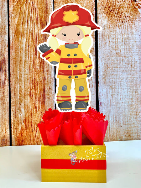 Firefighter Birthday Theme | Fire Truck Party Centerpiece Decoration | Firemen Theme Party | Fire Truck Party Centerpiece | Blonde INDVIDUAL