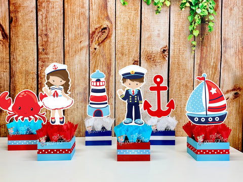 Nautical Theme Baby Shower | Nautical Centerpiece | Nautical Theme Decoration | Nautical Party Brown Hair Theme Centerpiece Decor INDIVIDUAL