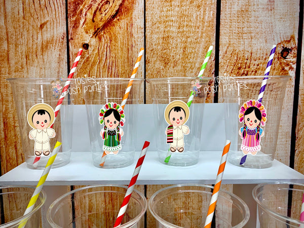 Mexican Rag Doll Theme | Birthday party Favor Cups | Fiesta Mexicana Cinco De Mayo Party Cups | Mexican Fiesta Rag Doll Party VARIETY
