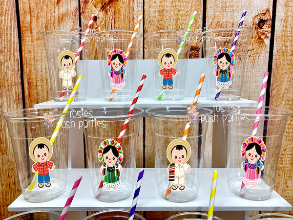 Mexican Rag Doll Theme | Birthday party Favor Cups | Fiesta Mexicana Cinco De Mayo Party Cups | Mexican Fiesta Rag Doll Party VARIETY