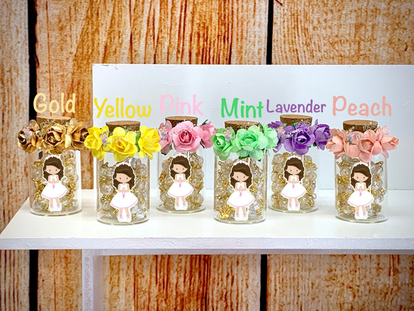 Rosary Favor | First Communion Favor | Baptism Favor | Rosary Vial Jar | Full Size Rosary Favors | Beaded Rosaries | Communion SET OF 12