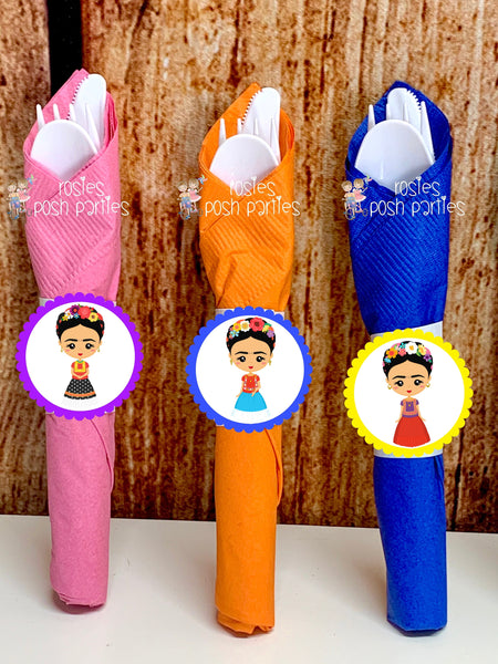 Frida Birthday Theme | Fiesta Mexicana Utensil | Frida Baby Shower Decor | Birthday Party Favor Utensil | Flatware Favors | Patrol SET OF 12