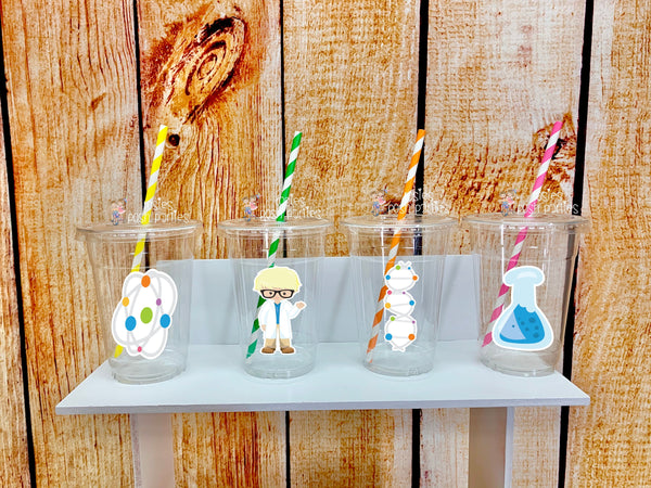 Science Birthday Theme Cup Favors | Science Party | Science Theme | DNA Party | Mad Scientist Party | Science Favor Cups Theme VARIETY