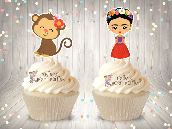 Frida Birthday | Frida Baby Shower Theme | Frida Party Theme | Frida Decoration | Frida Birthday Party Cupcake Topper Favors SET OF 12