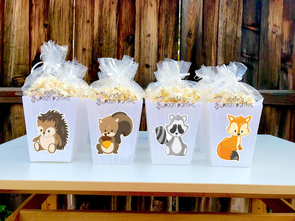 Woodland Baby Shower Favors | Woodland Birthday Party | Woodland Popcorn Bin Favor | Forest Baby Shower | Forest Favors | Woodland SET OF 12