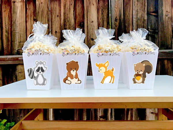 Woodland Baby Shower Favors | Woodland Birthday Party | Woodland Popcorn Bin Favor | Forest Baby Shower | Forest Favors | Woodland SET OF 12