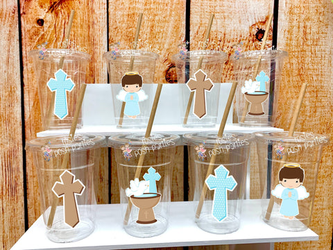 Baptism Theme Favors | Baptism Party Decoration | Baptism Drinking Cups Straws | Religious Sacrament Favors | Recuerdo de Bautizo VARIETY