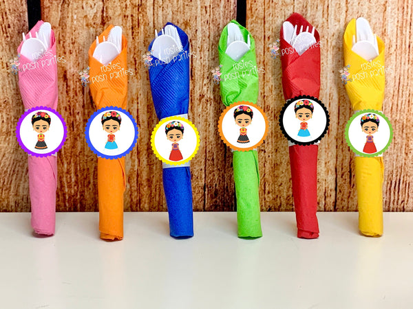 Frida Birthday Theme | Fiesta Mexicana Utensil | Frida Baby Shower Decor | Birthday Party Favor Utensil | Flatware Favors | Patrol SET OF 12