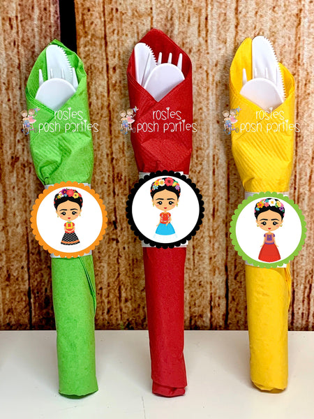 Frida Birthday Theme | Fiesta Mexicana Utensil | Frida Baby Shower Decor | Birthday Party Favor Utensil | Flatware Favors | Patrol SET OF 12