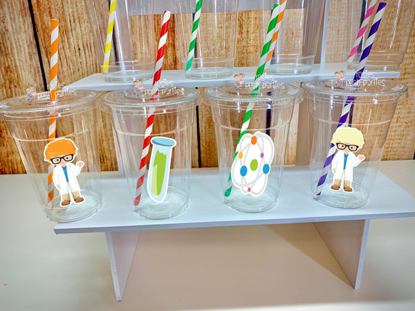 Science Birthday Theme Cup Favors | Science Party | Science Theme | DNA Party | Mad Scientist Party | Science Favor Cups Theme VARIETY