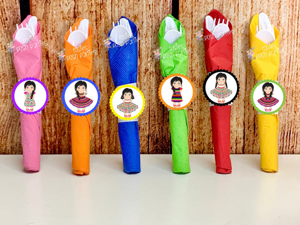 Mexican Fiesta  Theme | Fiesta Mexicana Napkin Utensil Favor | Mexican Rag Doll Theme | Mexican Fiesta Decoration | Fiesta Theme SET OF 12