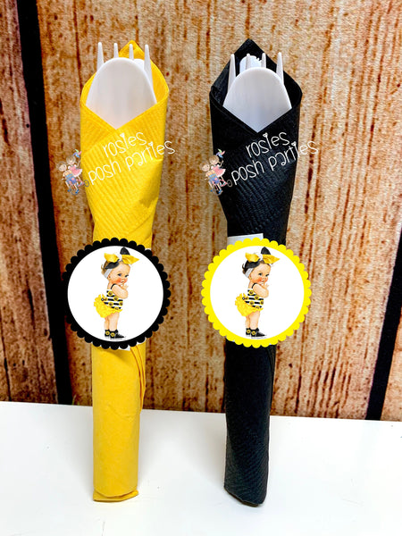 Sunflower Royal Princess Theme | Princess Favor | Wrapped Napkin Utensil | Sunflower Decor |Sunflower Princess Party | SET OF 12 UTENSILS