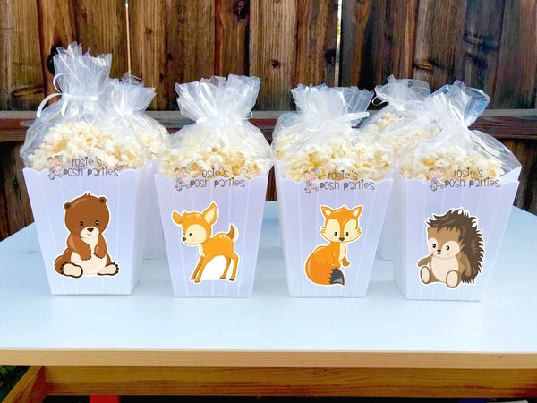 Woodland Baby Shower Favors | Woodland Birthday Party | Woodland Popcorn Bin Favor | Forest Baby Shower | Forest Favors | Woodland SET OF 12