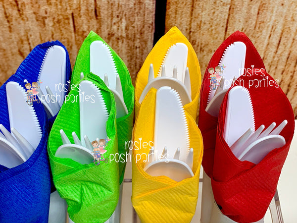 Sports Theme | Sports Napkin Wrapped Utensil Favor | Soccer Baseball Football Basketball Theme | Sports Party Favor | Sports Decor SET OF 12