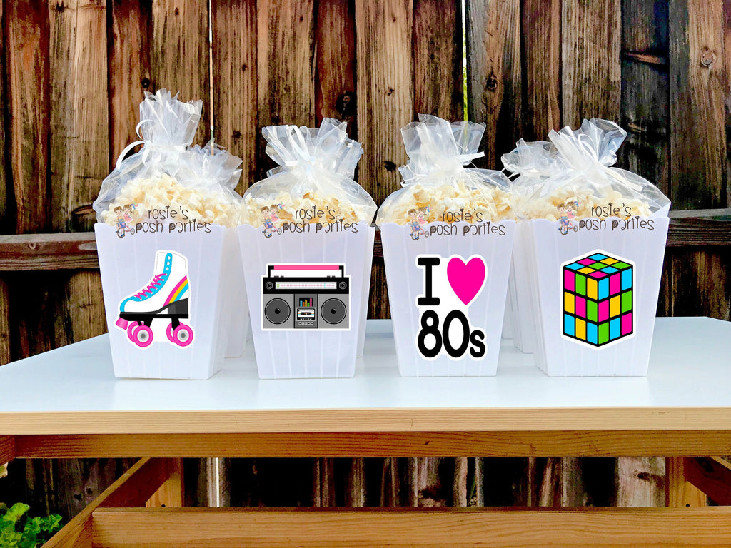 I love 80s Theme Birthday Party Favor | I Love 80s Theme | 80s Favor | Popcorn Bin | I love 80s Party | 80s Theme | Popcorn Favor SET OF 12