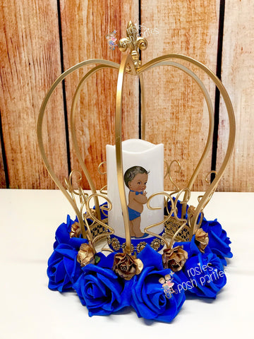 Little Prince Centerpiece Blue and Gold Birthday party table centerpiece decoration Royal Baby Shower Birthday Gold Blue PRICE PER PIECE