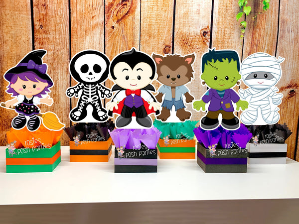Halloween Costume Party Centerpieces Halloween Theme Birthday Decoration Halloween Witch Frankenstein Ghost Party Decor Monsters SET OF 6/7