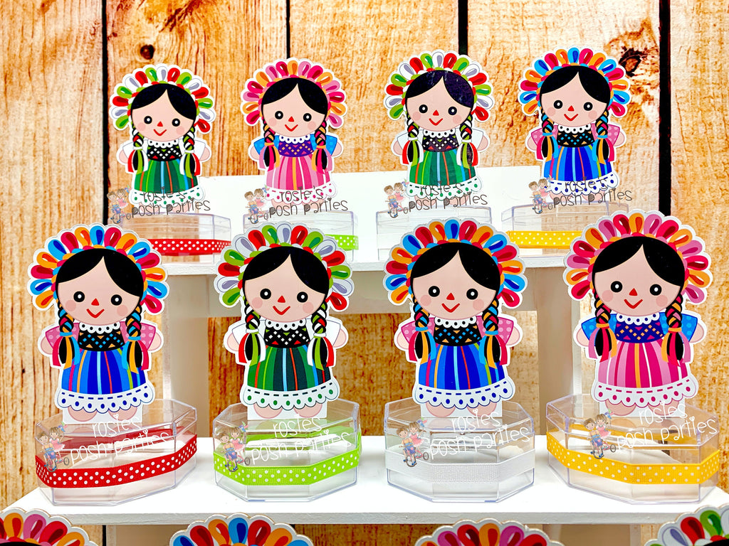 Mexican Rag Doll Theme | Mexican Doll Party | Fiesta Mexicana Party | Guarecita Doll | Mexican Handmade Maria | Candy Jar Favor SET OF 12