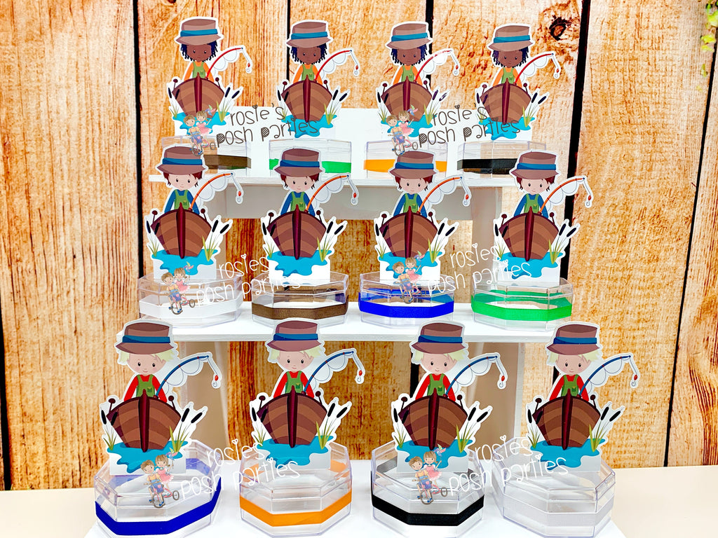 Fishing Theme | Fishing Birthday Retirement Party | Fish Candy Jar Favor |  The Big One Theme Party Favor | Fishing Baby Shower SET OF 12
