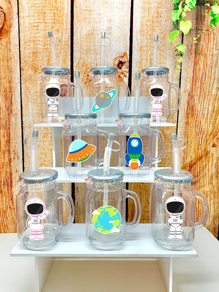 Outer Space Theme | Space Birthday Theme | Spaceship Mason Jar Party Favor | Space Theme Party | Astronaut Birthday Theme | Astro SET OF 12