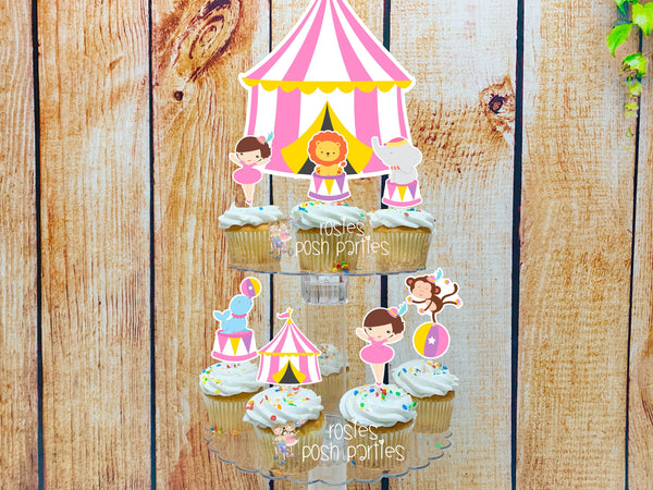 Circus Theme | Carnival Theme | Cupcake Stand | Cupcake Topper Favors | Circus Carnival Baby Shower | Carnival Birthday | Circus Party Decor