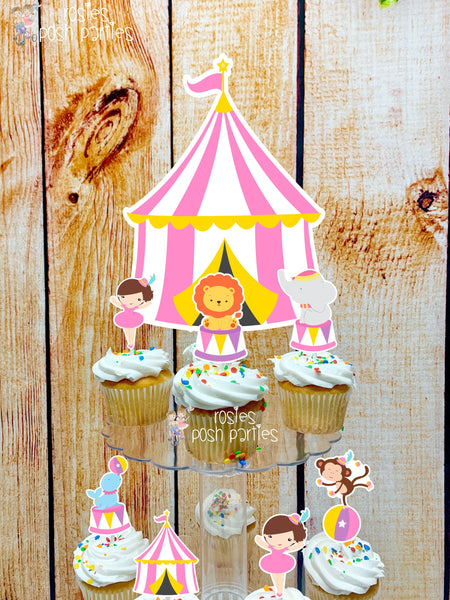 Circus Theme | Carnival Theme | Cupcake Stand | Cupcake Topper Favors | Circus Carnival Baby Shower | Carnival Birthday | Circus Party Decor