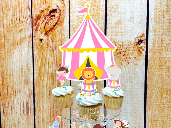Circus Theme | Carnival Theme | Cupcake Stand | Cupcake Topper Favors | Circus Carnival Baby Shower | Carnival Birthday | Circus Party Decor