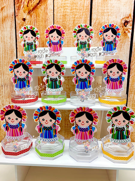Mexican Rag Doll Theme | Mexican Doll Party | Fiesta Mexicana Party | Guarecita Doll | Mexican Handmade Maria | Candy Jar Favor SET OF 12
