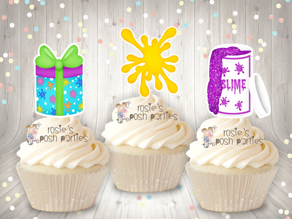 Slime Birthday Party Cupcake Decoration | Slime Bash Cupcake | Slime Theme | Glitter Slime Cupcake Toppers | Slime Theme Cupcake SET OF 12