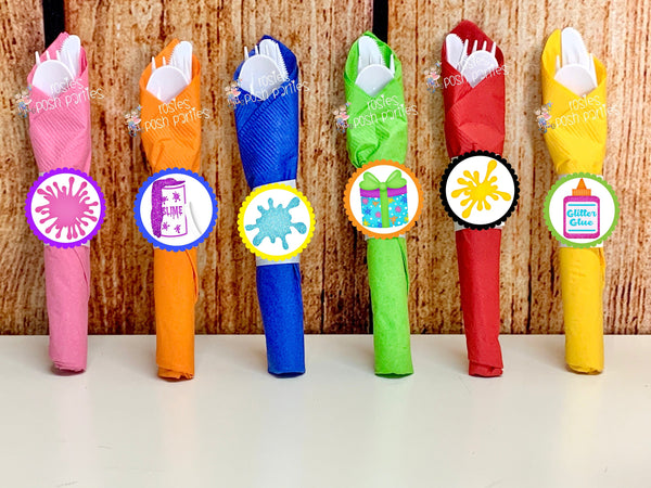 Slime Birthday Party Theme | Slime Bash | Slime Party Decor | Slime Theme | Slime Favor | Slime Napkin Utensil | Slime Napkin Wrap SET OF 12
