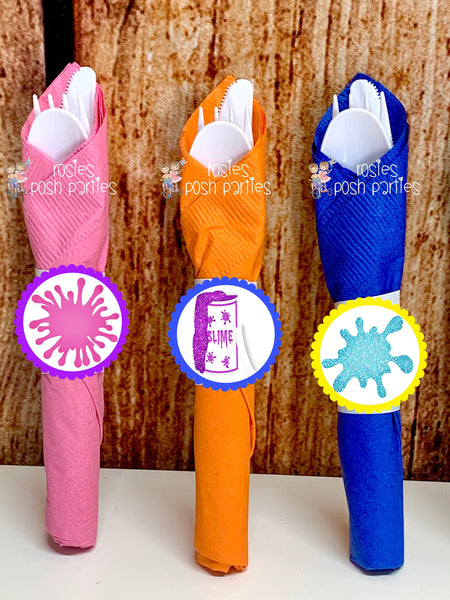 Slime Birthday Party Theme | Slime Bash | Slime Party Decor | Slime Theme | Slime Favor | Slime Napkin Utensil | Slime Napkin Wrap SET OF 12