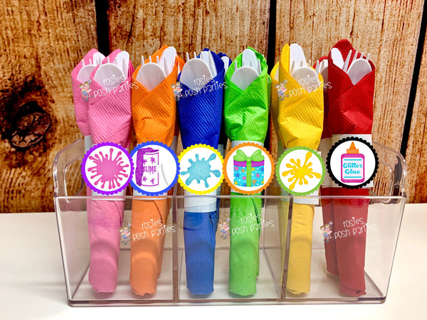 Slime Birthday Party Theme | Slime Bash | Slime Party Decor | Slime Theme | Slime Favor | Slime Napkin Utensil | Slime Napkin Wrap SET OF 12