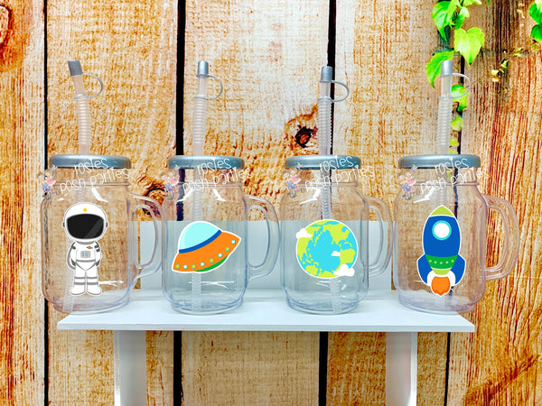 Outer Space Theme | Space Birthday Theme | Spaceship Mason Jar Party Favor | Space Theme Party | Astronaut Birthday Theme | Astro SET OF 12