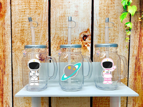 Outer Space Theme | Space Birthday Theme | Spaceship Mason Jar Party Favor | Space Theme Party | Astronaut Birthday Theme | Astro SET OF 12
