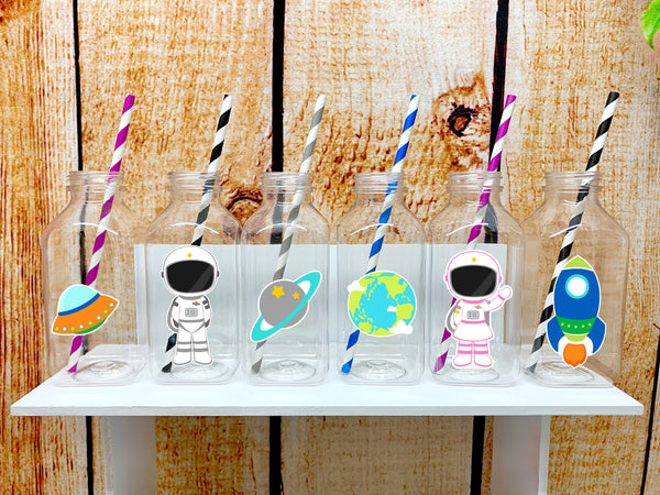 Outer Space Theme | Space Birthday Theme | Spaceship Milk Jug Bottle Favor | Space Theme Party | Astronaut Birthday Theme | Astro SET OF 12