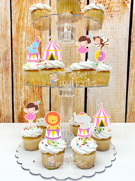 Circus Theme | Carnival Theme | Cupcake Stand | Cupcake Topper Favors | Circus Carnival Baby Shower | Carnival Birthday | Circus Party Decor
