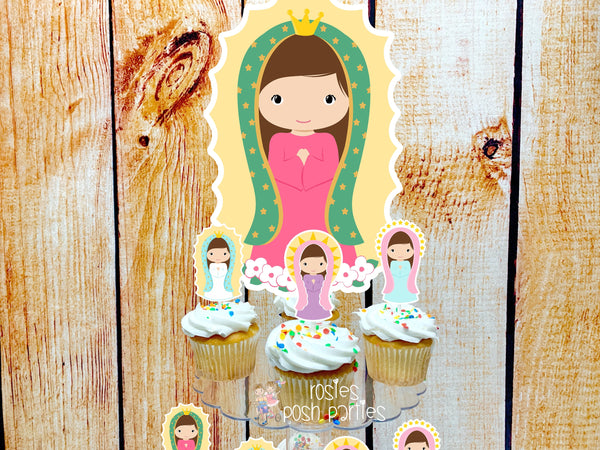 Virgencita Plis | Virgen Mary Theme | Virgen de Guadalupe Party Favors | Virgin Mary Theme | Virgin Cupcake Stand | Cupcake Toppers Theme