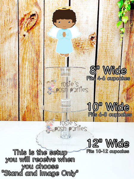Baptism African Theme | First Holy Sacrament | Cupcake Stand | Cupcake Toppers | Religious Baptism | Party Favors | Acrylic Stand Toppers