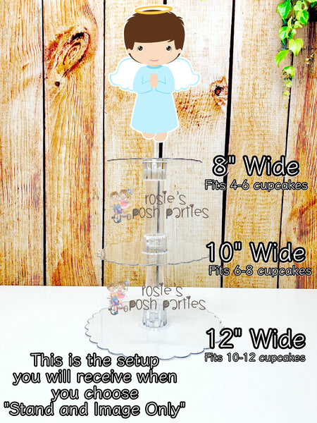 Baptism Brown Theme | First Holy Sacrament | Cupcake Stand | Cupcake Toppers | Religious Baptism | Party Favors | Acrylic Stand Toppers