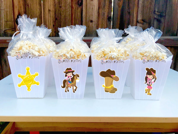 Pink Cowgirl Theme | Cowgirl Favors | Popcorn Bin Bucket Favors | Cowgirl Birthday or Baby Shower Theme | Party Favors | Pink Girl SET OF 12