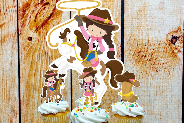 Cowgirl Birthday Theme | Pink Cowgirl Baby Shower Party | Cupcake Stand and Toppers | Pink Western Cowgirl Theme | Cupcake Stand Decoration
