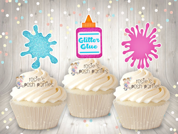 Slime Birthday Party Cupcake Decoration | Slime Bash Cupcake | Slime Theme | Glitter Slime Cupcake Toppers | Slime Theme Cupcake SET OF 12